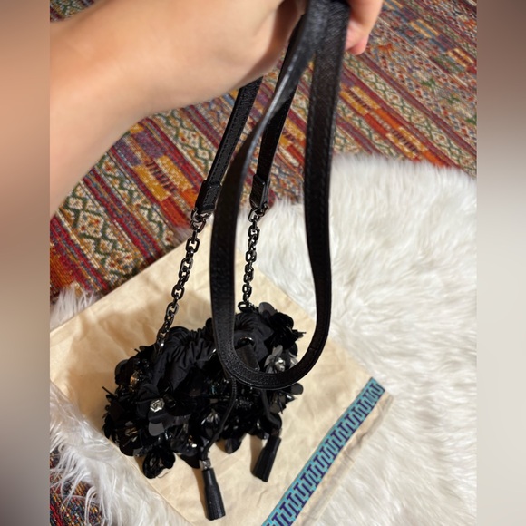 Tory Burch Flower Cluster Bead Stone Satin Bag - Picture 2 of 6